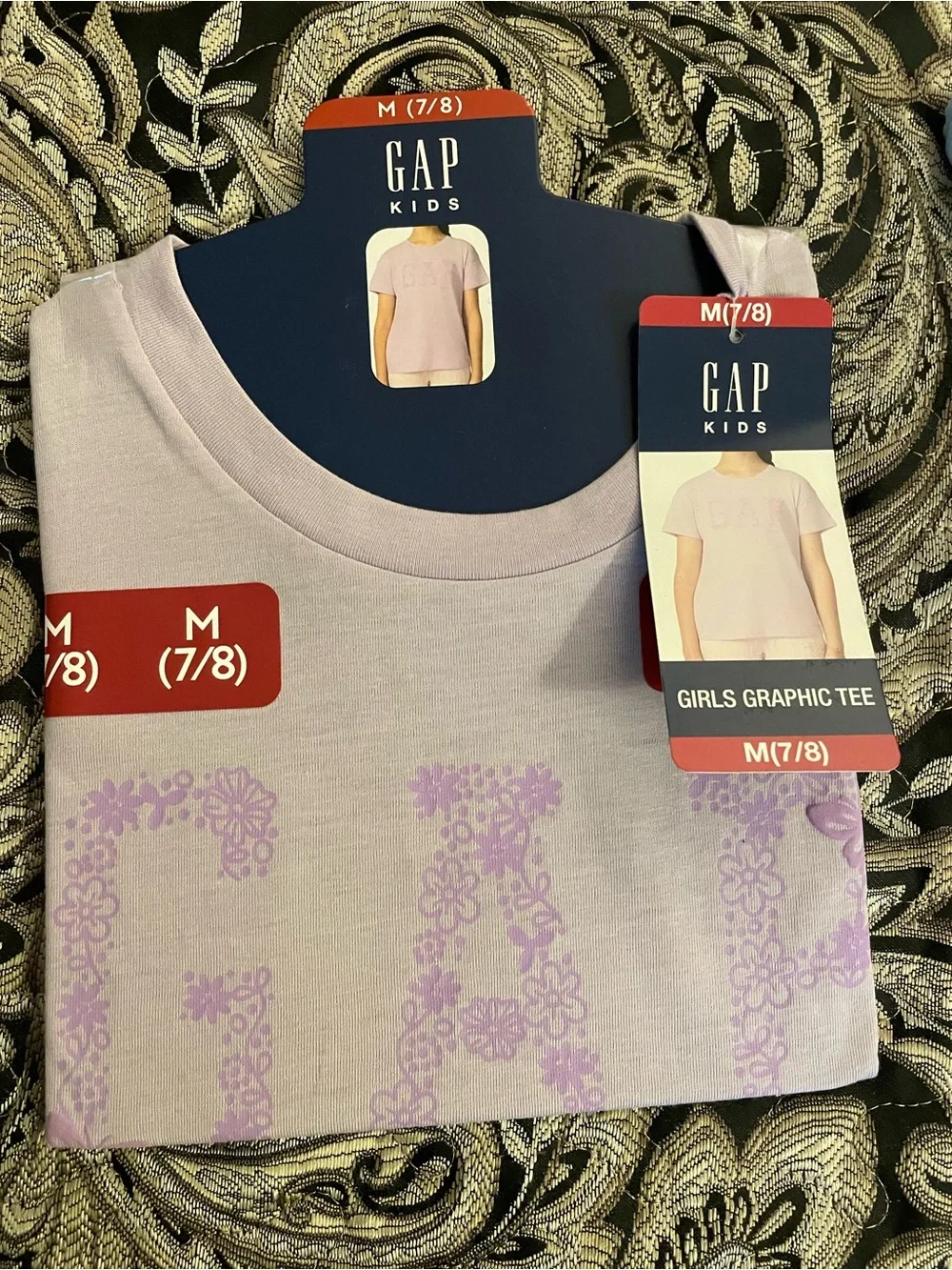GAP Kids Lavender Floral Logo Tee